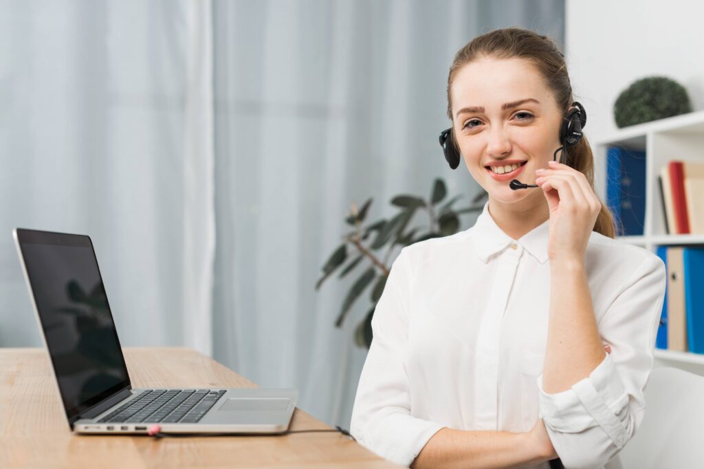 woman working as virtual receptionist